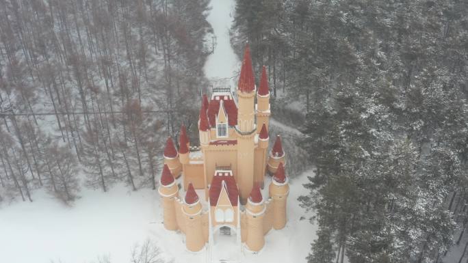 哈尔滨冬天雪景航拍