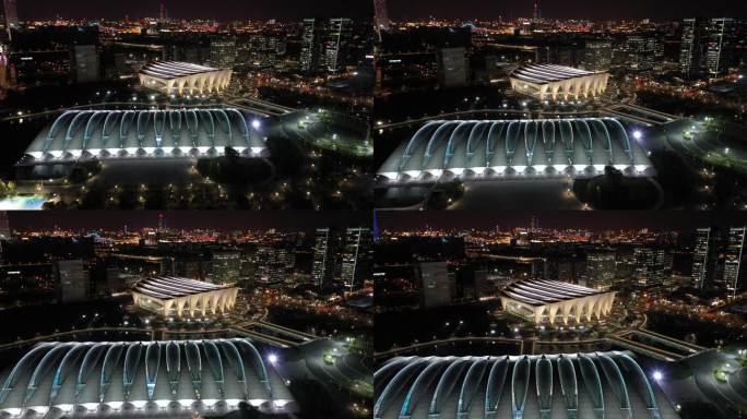 上海前滩东方体育中心商务高端城市夜景航拍