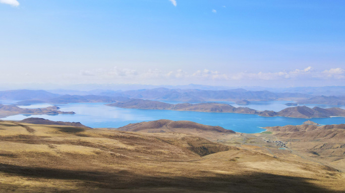 西藏-羊湖风光-航拍