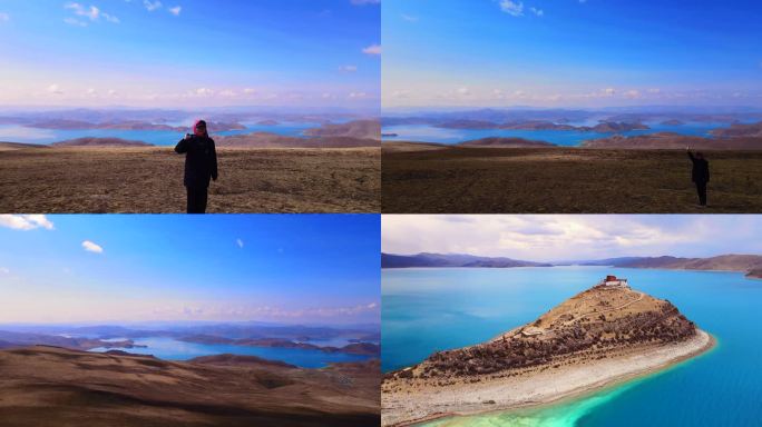 西藏-羊湖风光-航拍