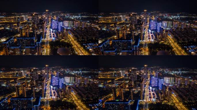 杭州未来科技城航拍夜景延时