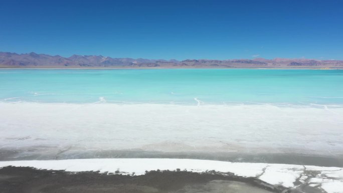 航拍中国西藏结晶了的扎布耶茶卡盐湖