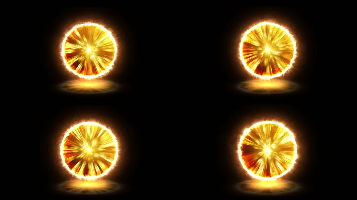 计算机生成的门户效应或等离子体能量球效应橙色