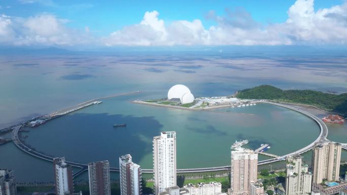 珠海香洲区野狸岛日月贝航拍延时