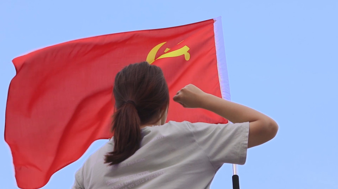 党旗飘扬 党旗舞动 宣誓