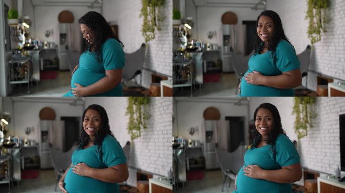 家中孕妇的肖像孕育黑人产妇非洲生育