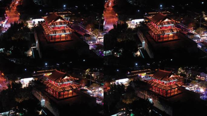 大理古城区洱海门著名旅游景点夜景