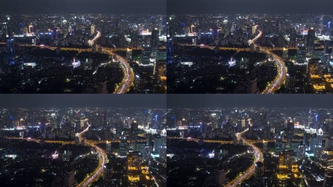 上海延安路高架航拍延时摄影夜景