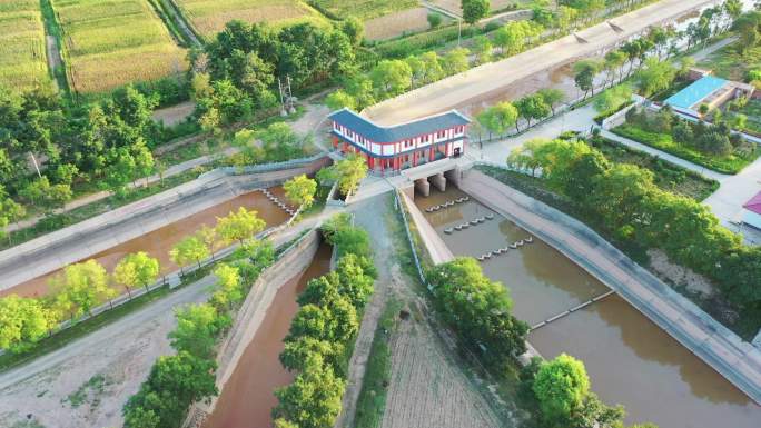 黄河水灌溉水渠河道水利工程运河引水渠水闸