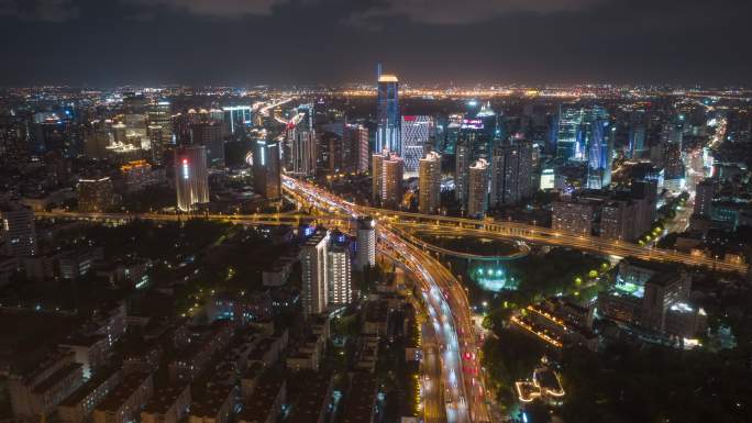 上海延安西路立交夜景延时