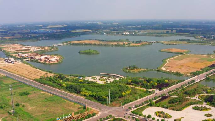 航拍曹县八里湾风景区