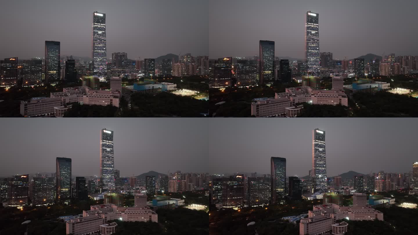 深圳南山区汉京大厦夜景航拍