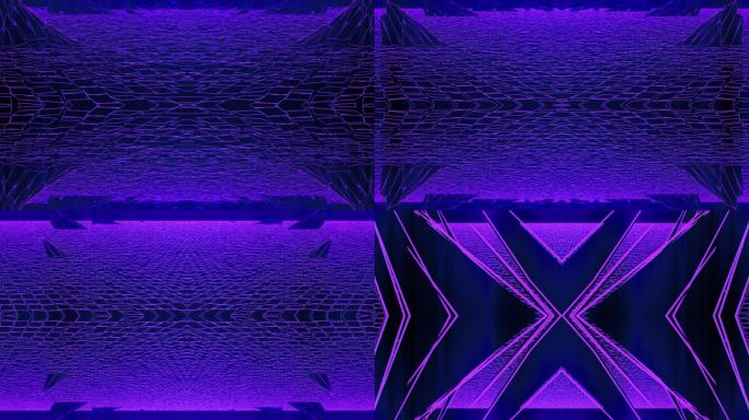 【4K时尚背景】紫蓝光线几何赛博幻想空间