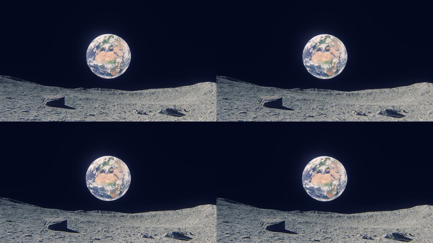 从月球看地球在月球表面科学探索宇宙行星绿