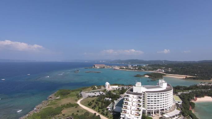 日本冲绳万座毛洲际酒店周围无人机风景