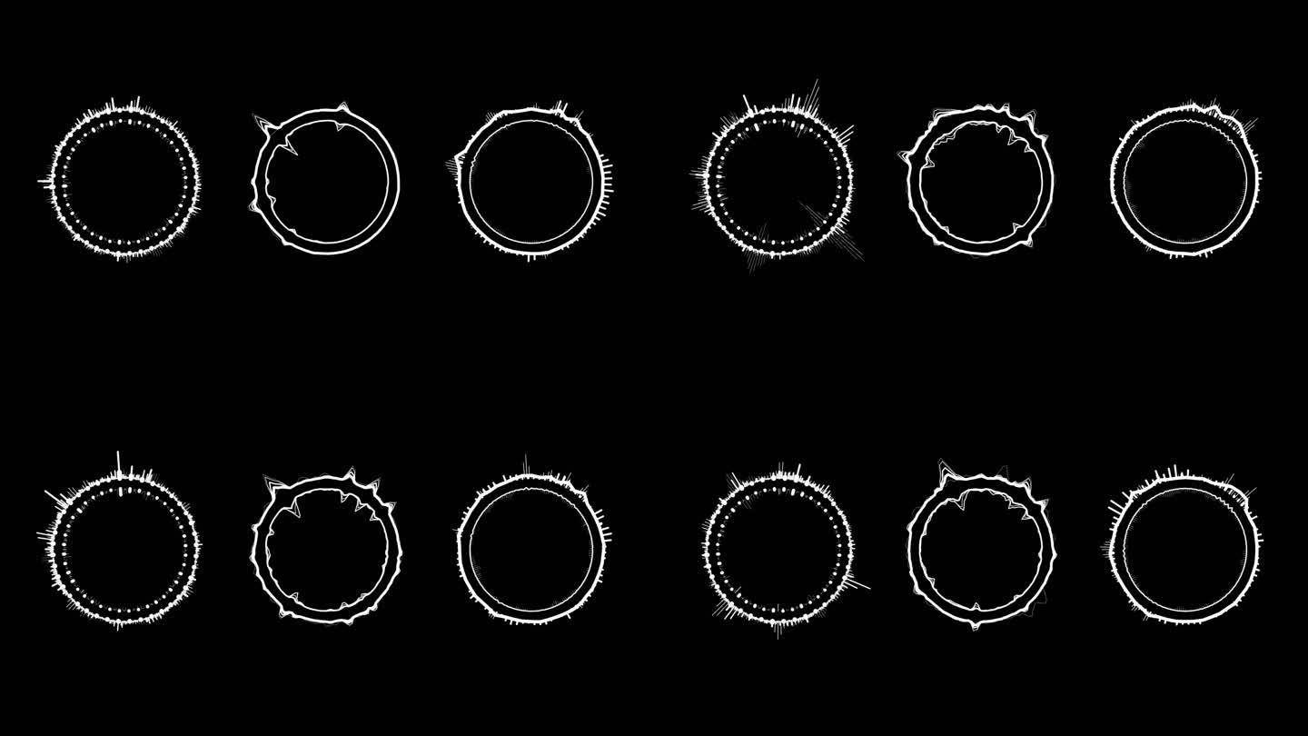 均衡器声波圆形波形图黑白遮罩