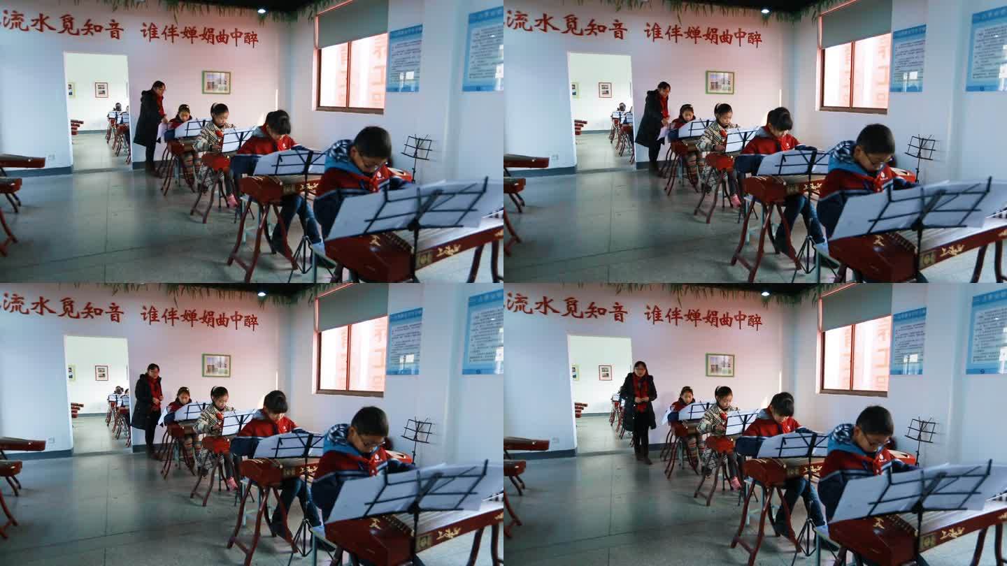 小学生 学习古筝 古筝练习 乐器演奏