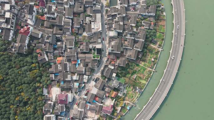 中国苏州古城住宅俯视图