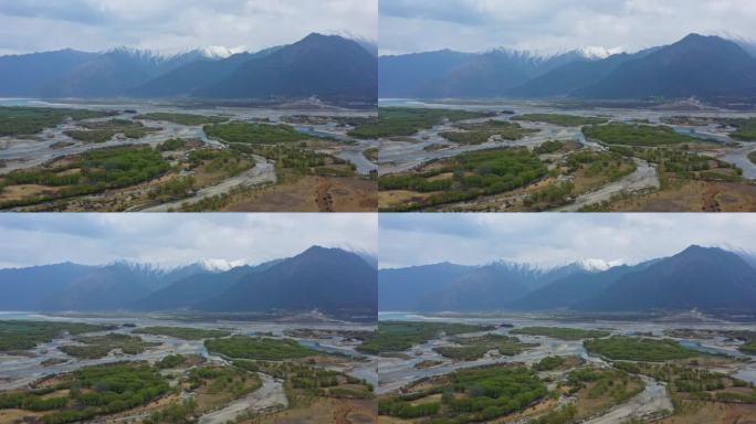 航拍秋天的林芝雅尼河谷湿地