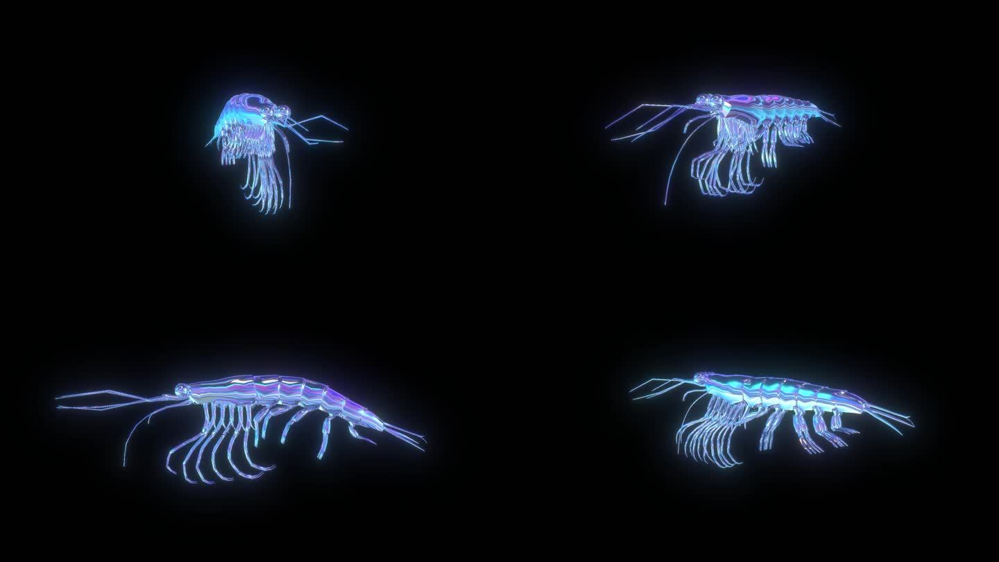 全息元宇宙赛博朋克南极磷虾动画素材带通道