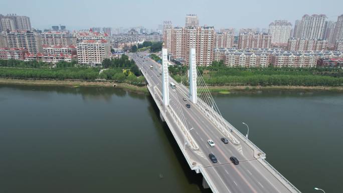航拍锦州女儿河桥