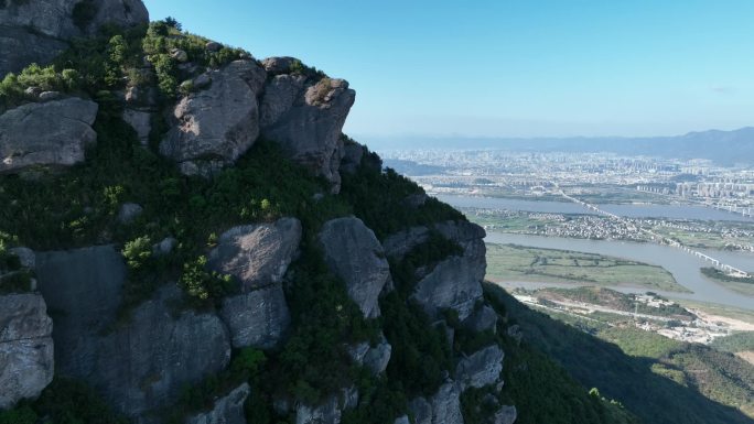 福州五虎山乌龙江城市自然风光航拍