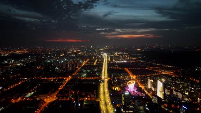 夜景 武汉 光谷未来科技城 马蹄莲