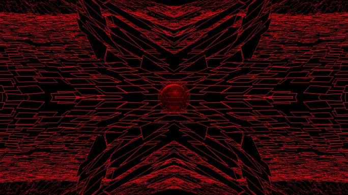 【4K时尚背景】红色光线几何赛博幻想空间