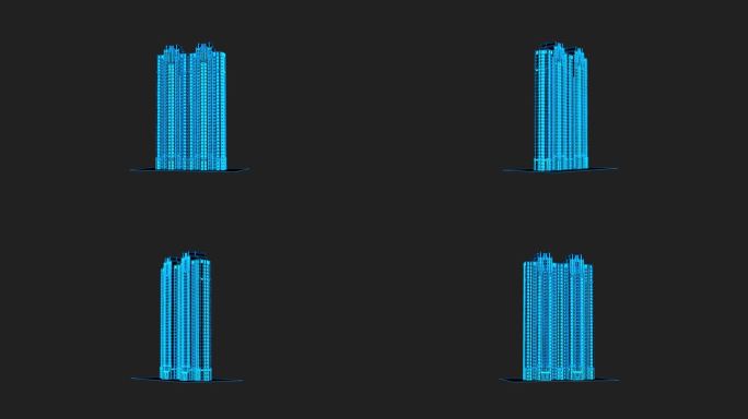 全息科技感楼房建筑动画带通道