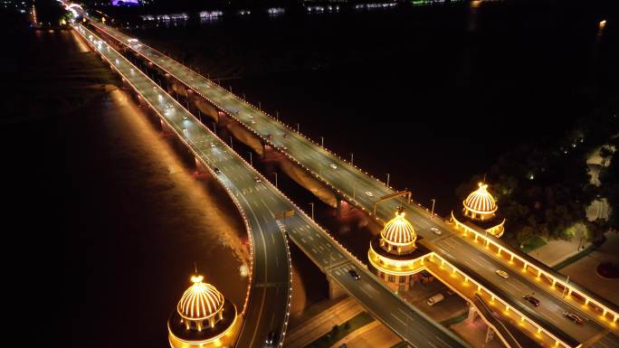 哈尔滨公路大桥夜景航拍1原片