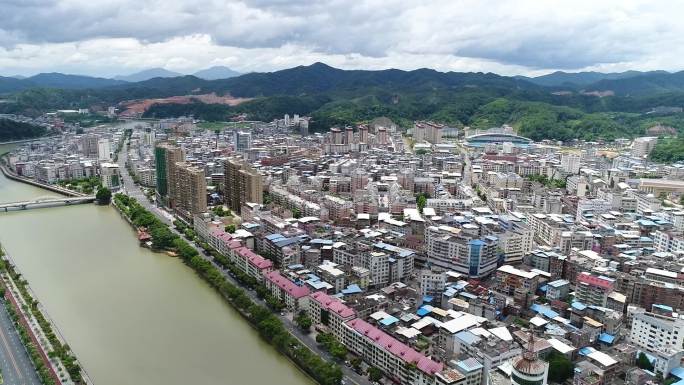 福建龙岩永定城市航拍