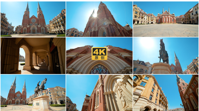 欧式古典教堂外景瑞士卢塞恩小镇风情