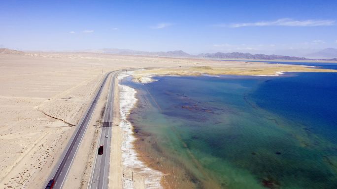 3.青海海西小柴旦湖公路风光航拍