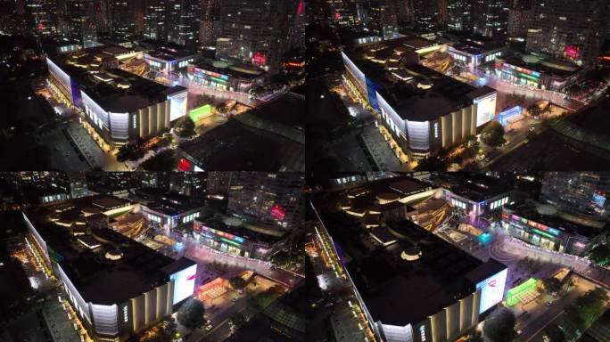 深圳南山区海岸城购物中心夜景航拍