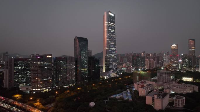 深圳南山区汉京大厦夜景航拍