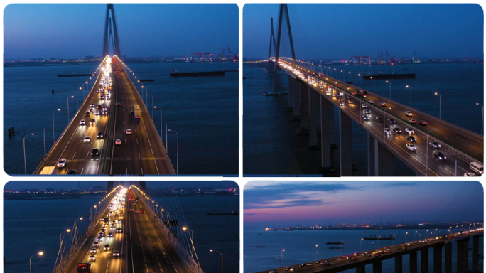 苏通长江大桥夜景航拍