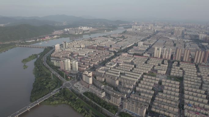 吉林松花江城市航拍空镜