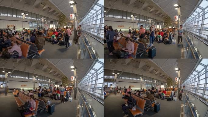 4K旅客在机场登机室等待登机的时间流逝