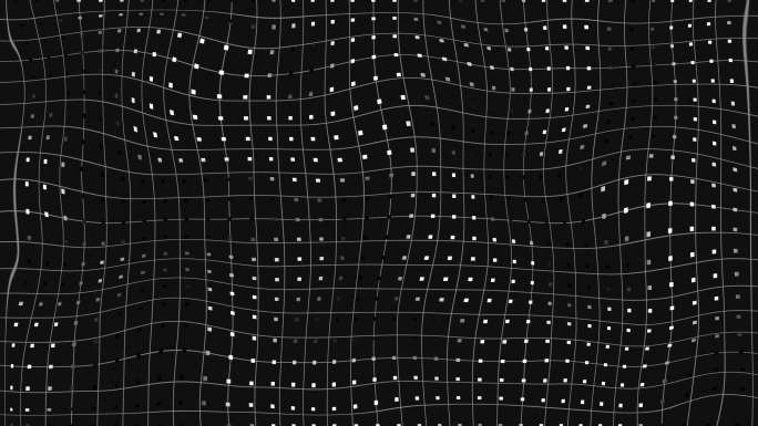 黑色背景4k上包含多个点的波的抽象运动