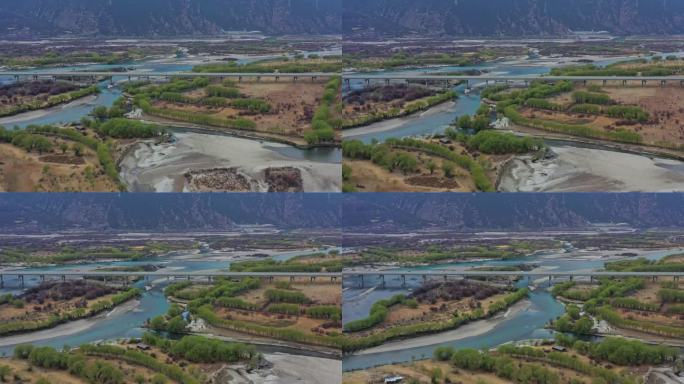 航拍秋天的林芝雅尼河谷湿地