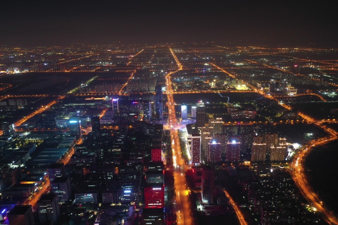 航拍合肥高新区夜景，城市航拍延时