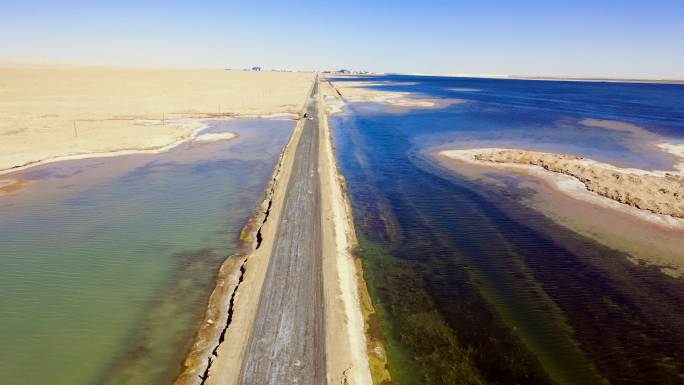 3.青海海西小柴旦湖公路风光航拍