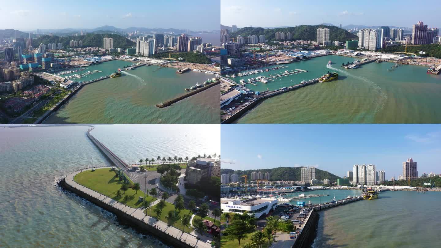 珠海吉大九洲港码头游艇码头航拍