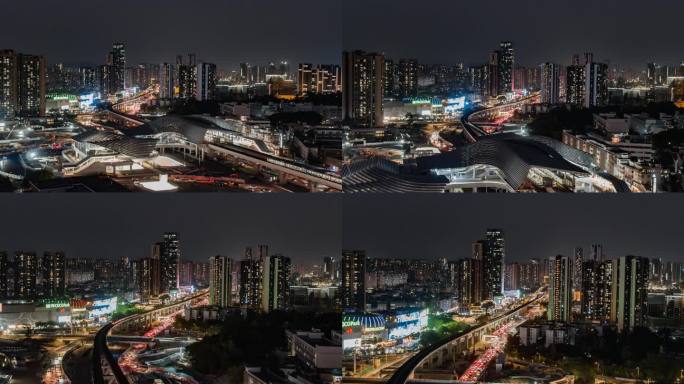 大运枢纽地铁夜景