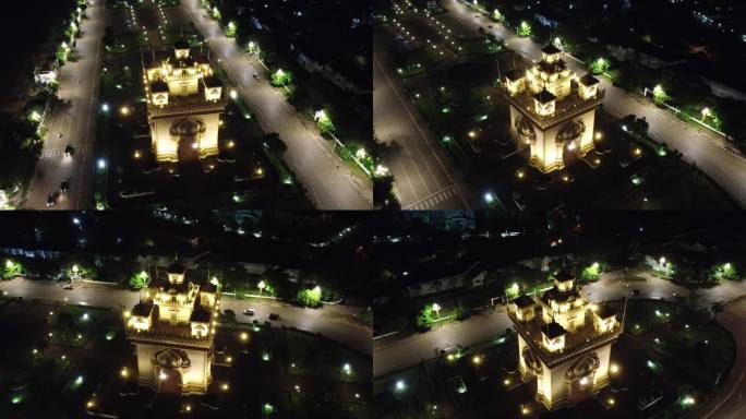老挝首都万象凯旋门夜景