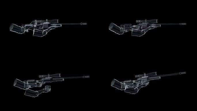 透明全息线框狙击手动画素材带通道