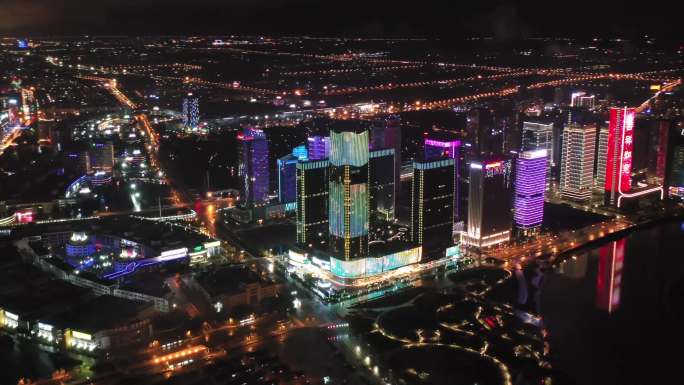 义乌CBD夜景航拍