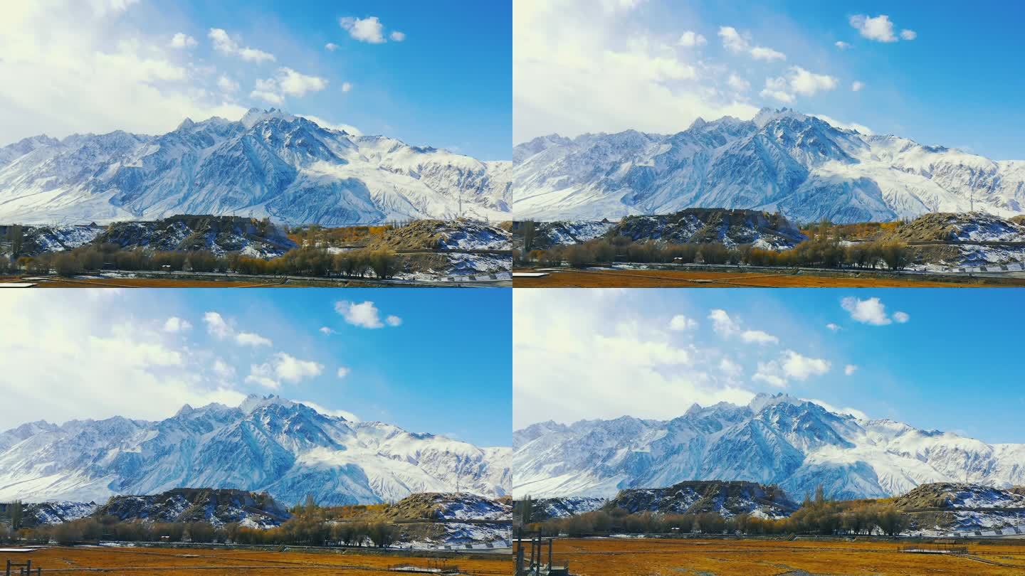 4k新疆帕米尔高原塔什库尔干石头城冬季