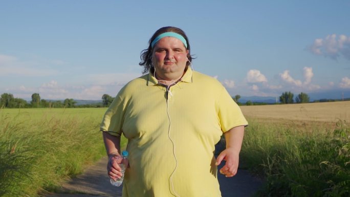 一位身材魁梧的男子正在慢跑锻炼