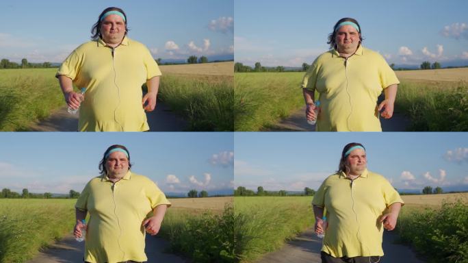 一位身材魁梧的男子正在慢跑锻炼